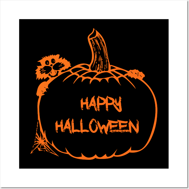 Happy Halloween Wall Art by Black Pumpkin